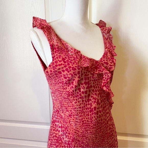 Ann Taylor Pink Silk Animal Print Shift Dress Size 8 - Picture 6 of 13